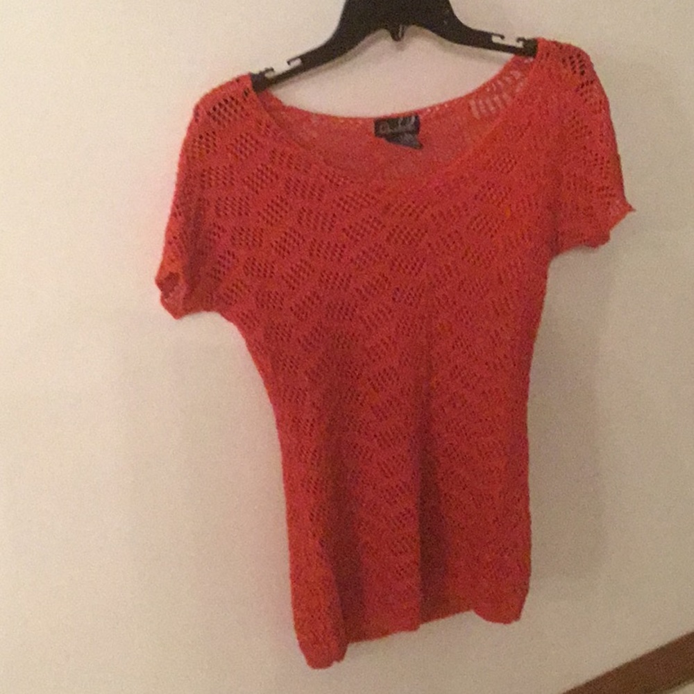 Short sleeve crochet sweater